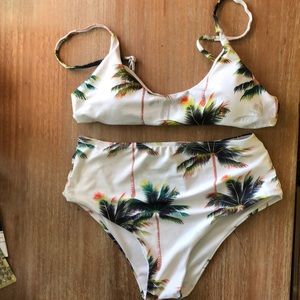 cutest high waisted palm tree swim suit